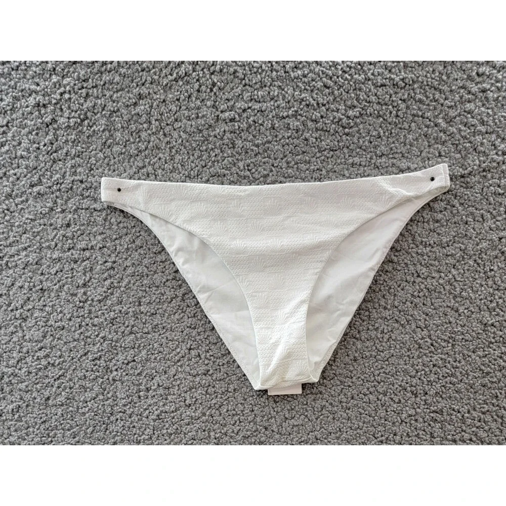 L*Space Camacho Classic Bikini Bottom Women's M White Elastic Waist Pull On